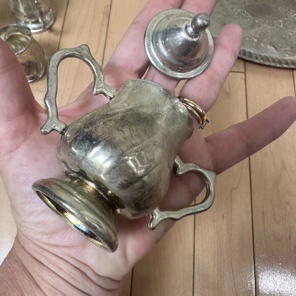 GODINGER SILVER ART Vintage Silverplate Miniature Tea Set with Tray - Picture 14 of 16